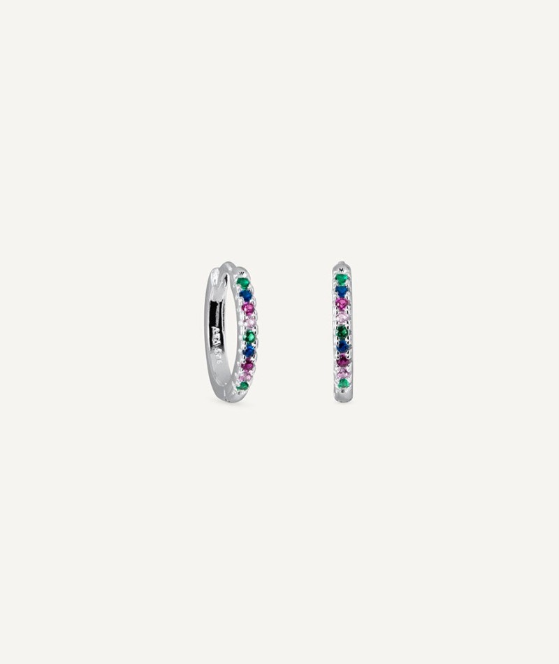 Earrings Hoop with Multicolor Cubic Zirconia