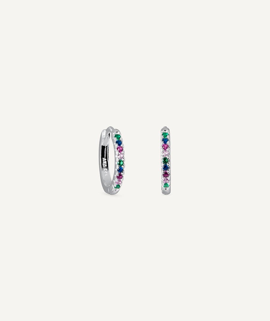 Earrings Hoop with Multicolor Cubic Zirconia