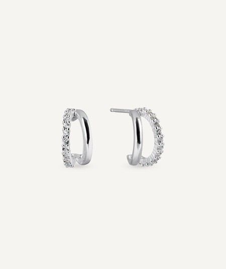 Earrings Semi Hoop with Cubic Zirconia