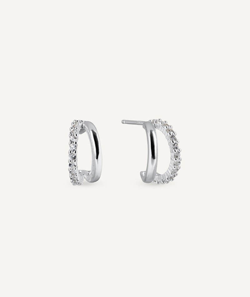 Earrings Semi Hoop with Cubic Zirconia