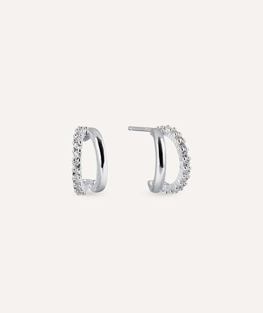 Earrings Semi Hoop with Cubic Zirconia