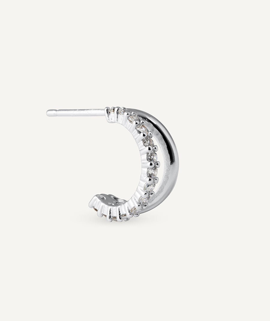 Earrings Semi Hoop with Cubic Zirconia