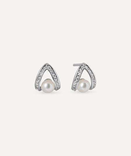 Earrings Cultured Pearl and Cubic Zirconia