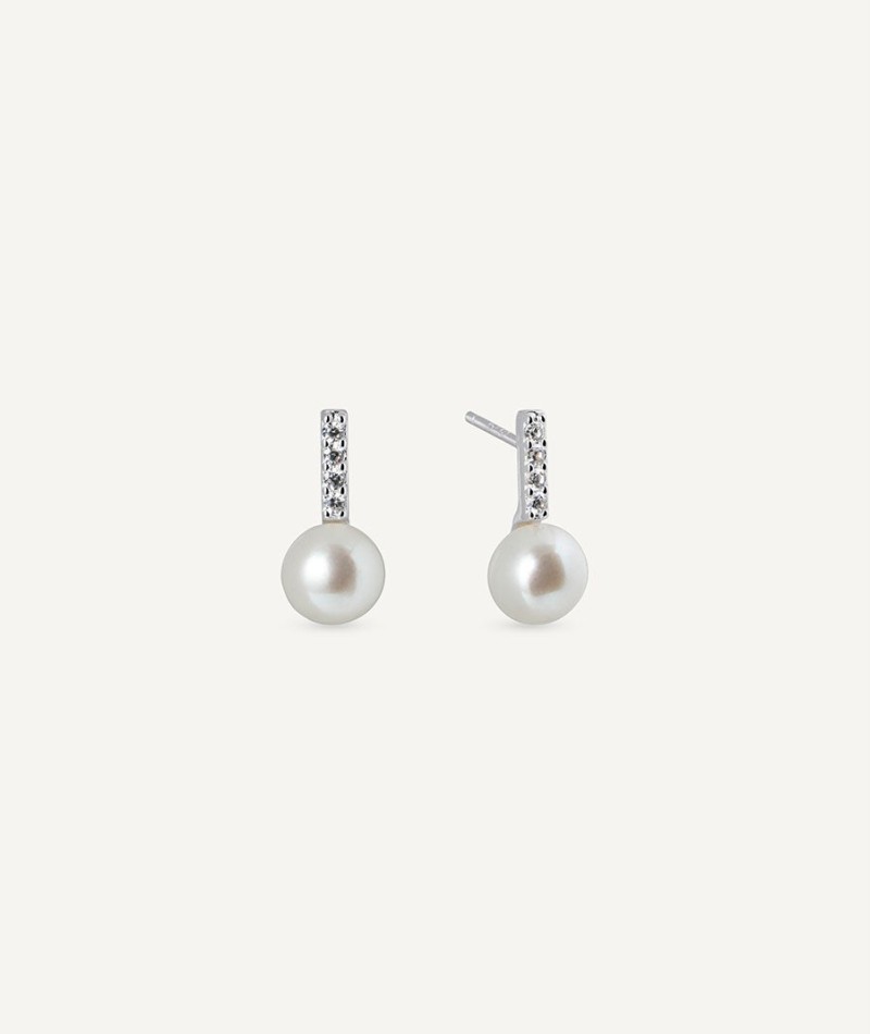 Earrings Cultured Pearl and Cubic Zirconia