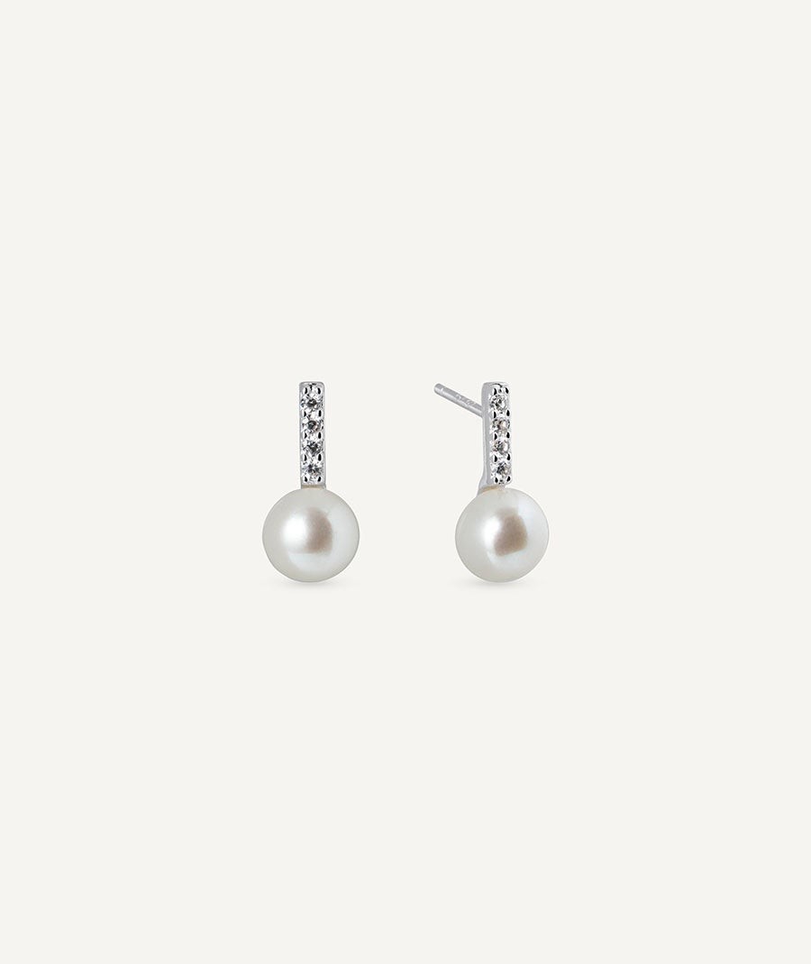 Earrings Cultured Pearl and Cubic Zirconia