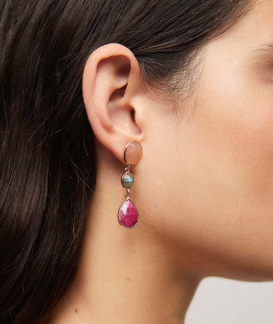 Earrings Roseta with multicolor natural stones