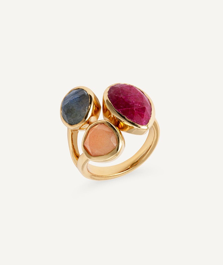 Ring Roseta with multicolor natural stones