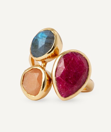 Ring Roseta with multicolor natural stones