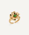 Ring  collection María G. de Jaime 18 Kt Gold Plated Green enamel flower