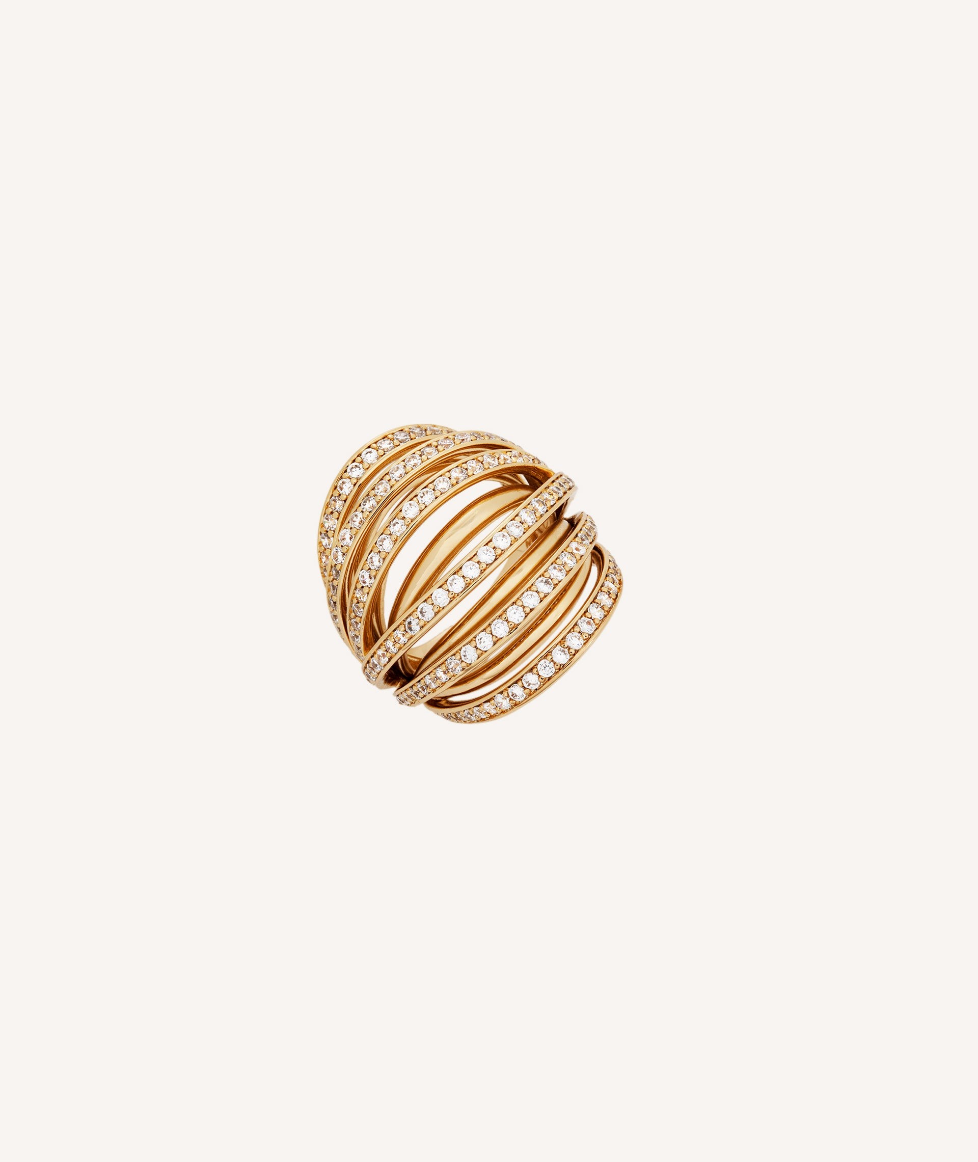 Ring Ava 18 kt gold plated strips zirconia