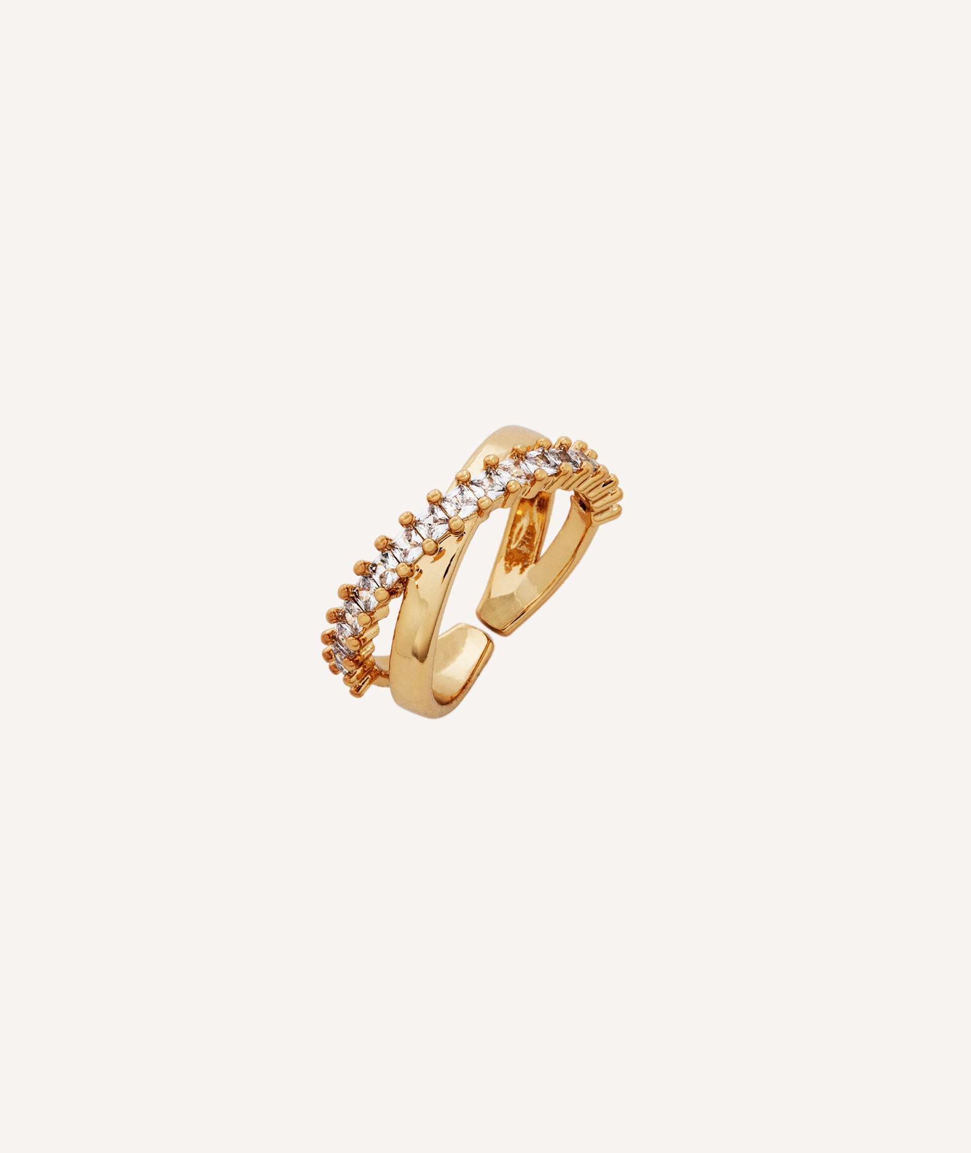 Ring Louise 18 kt gold plated double strips zirconias