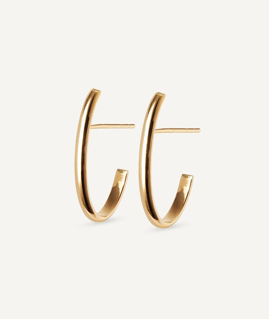 Gold oval half-hoop earrings