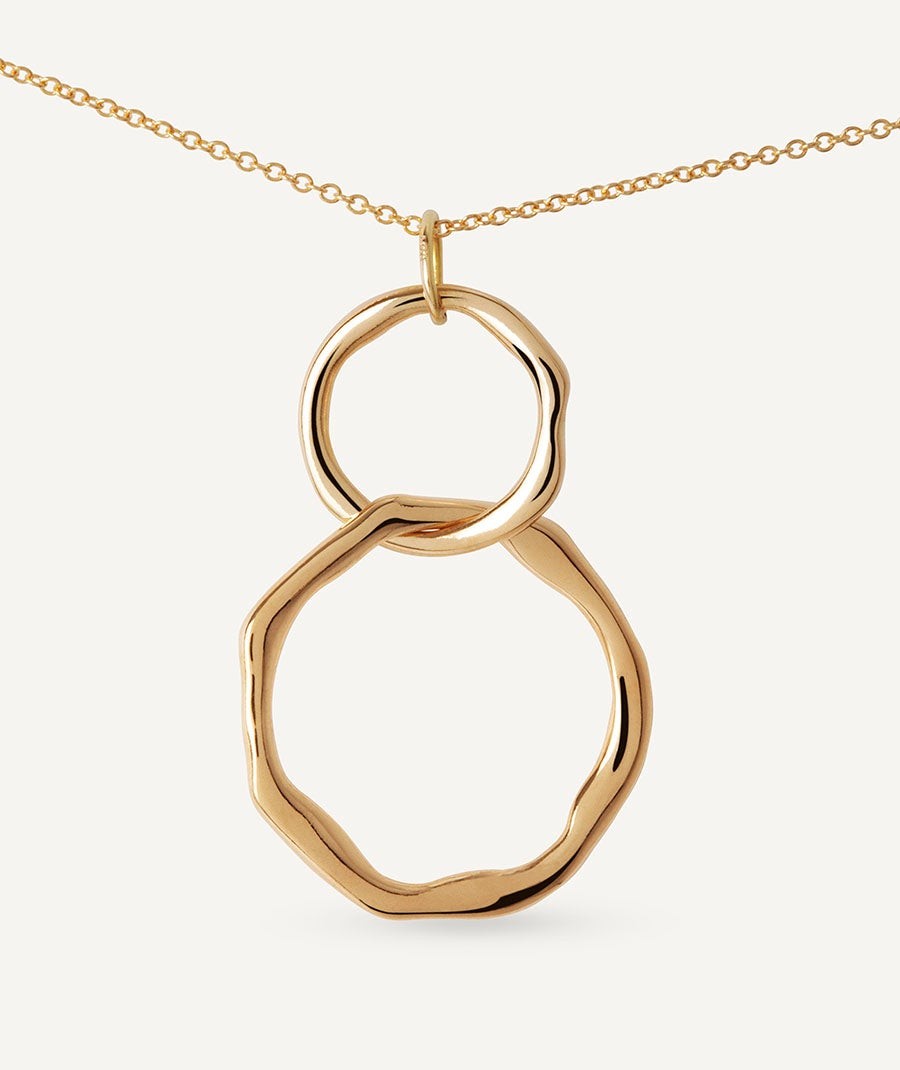 Gold circle duo necklace