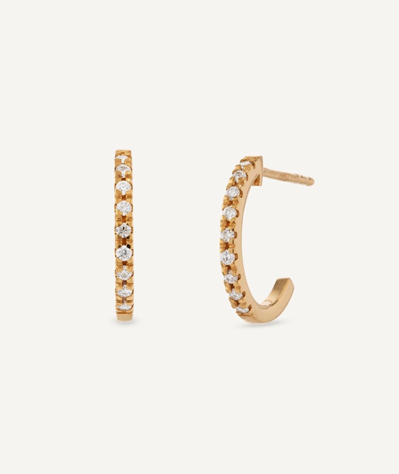 Diamond and gold semi-hoop earrings