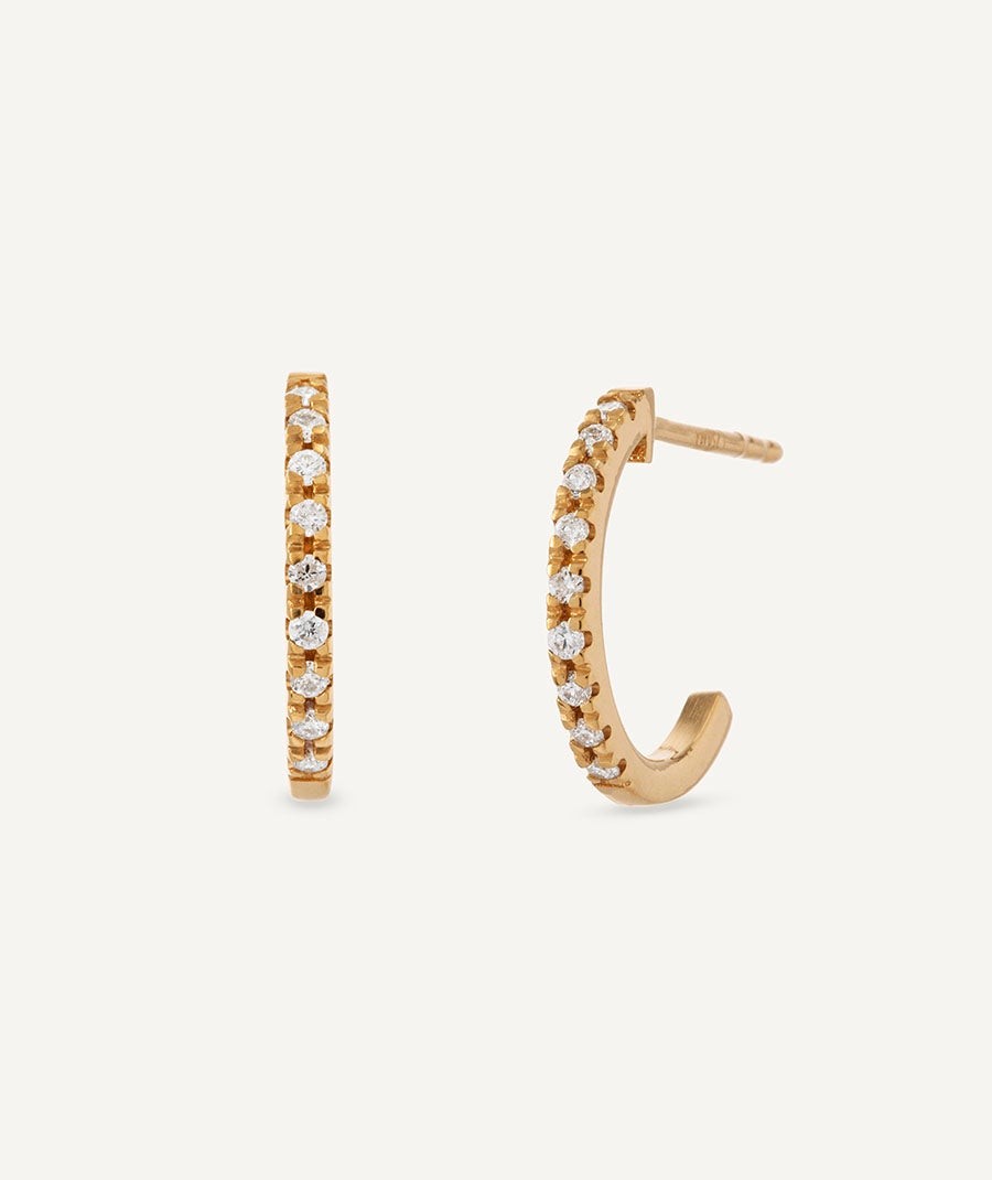 Diamond and gold semi-hoop earrings