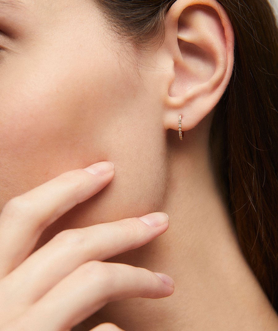 Diamond and gold semi-hoop earrings