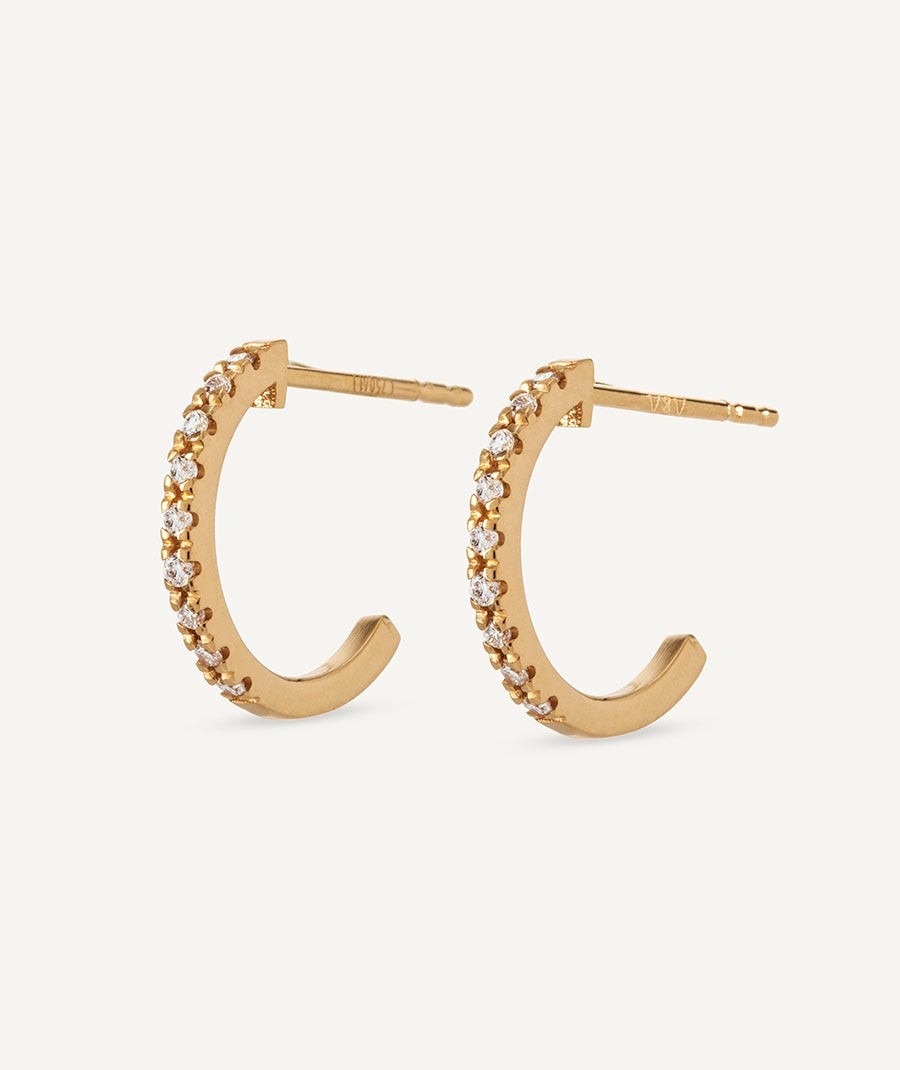 Diamond and gold semi-hoop earrings