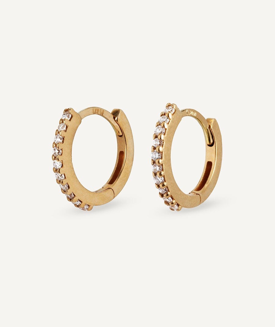 Diamond and gold mini hoop earrings