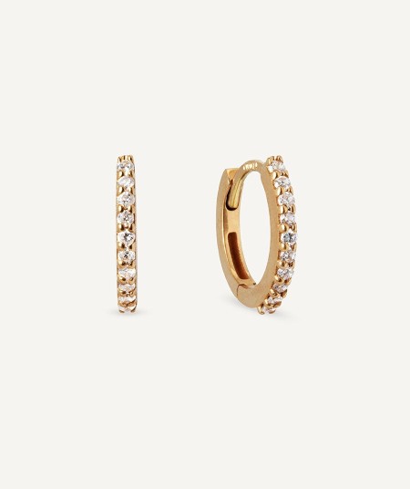 Diamond and gold mini hoop earrings