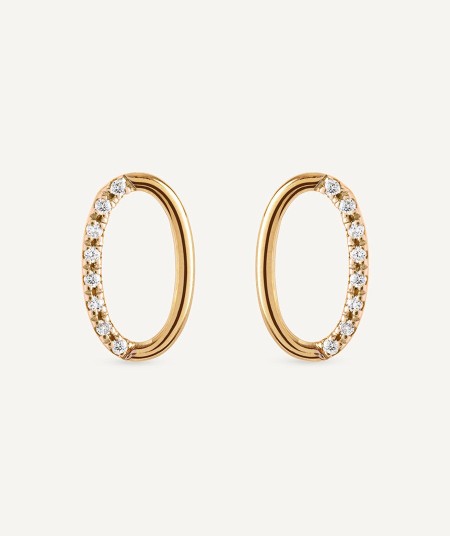 Diamond and gold oval earrings