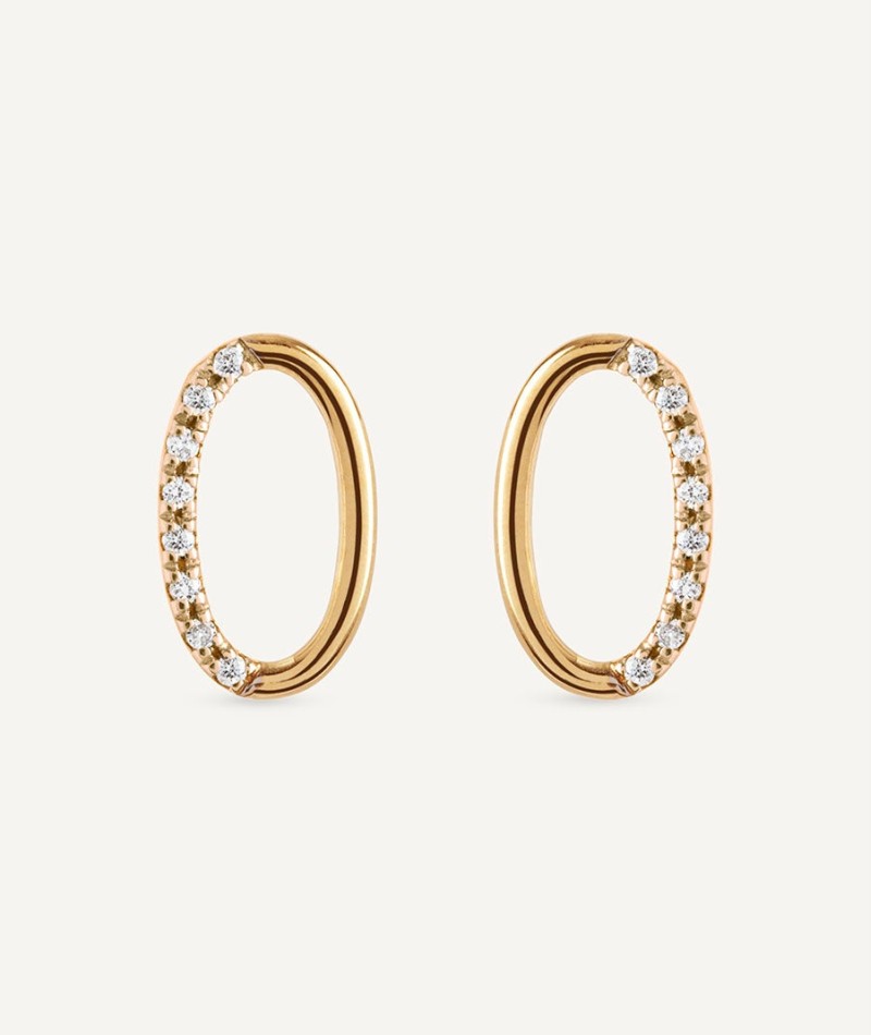 Diamond and gold oval earrings