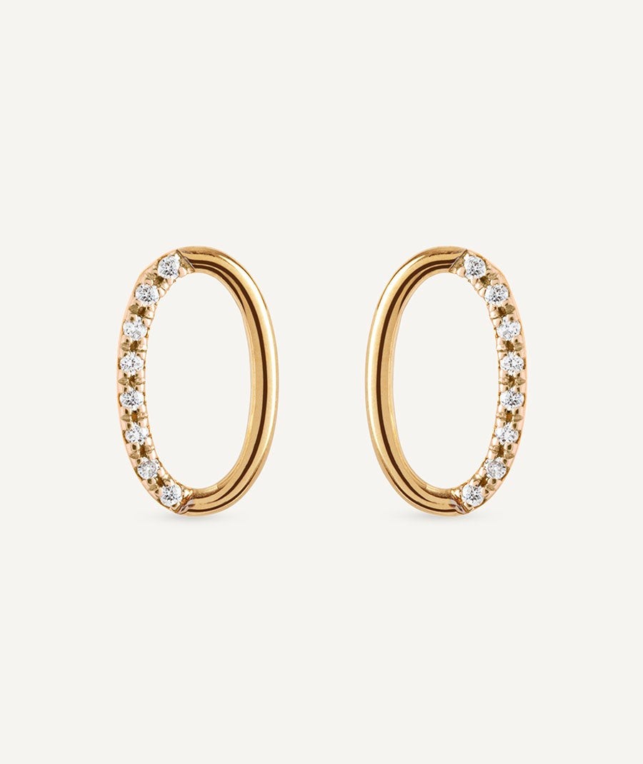 Diamond and gold oval earrings