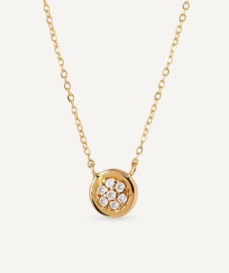 Diamond and gold circle mini necklace