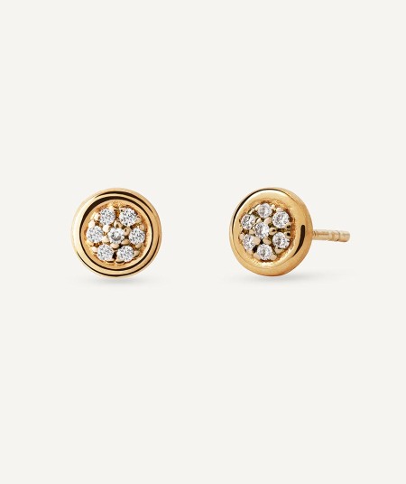 Diamond and gold circle mini earrings