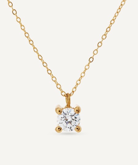 Gold necklace with a solitary diamond