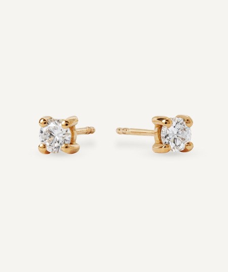 Diamond and gold solitaire earrings