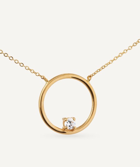 Gold diamond circle necklace