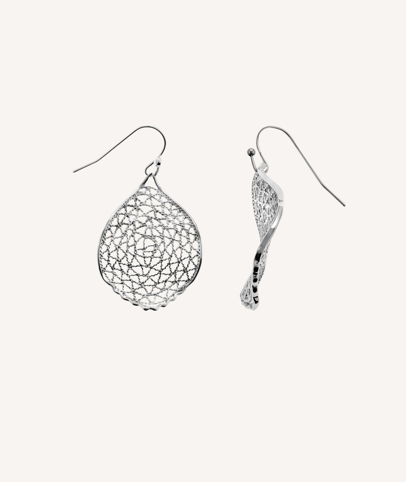 Long openwork Silver Earrings