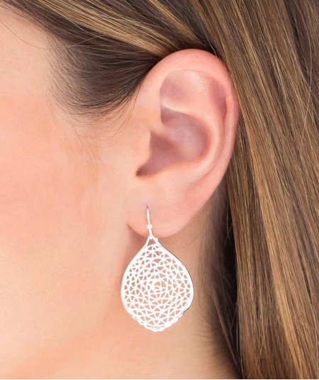 Long openwork Silver Earrings