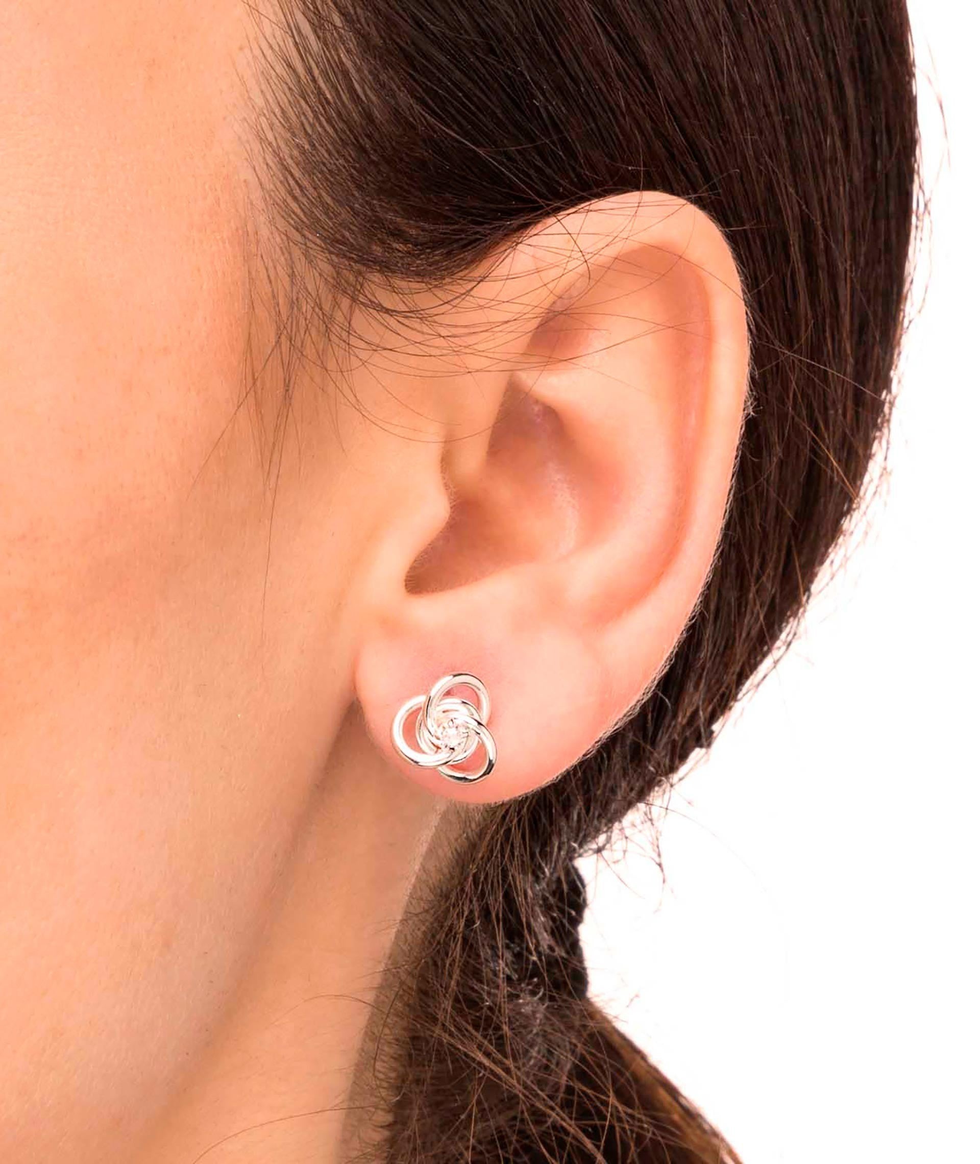 Silver Knot Zircon Earrings