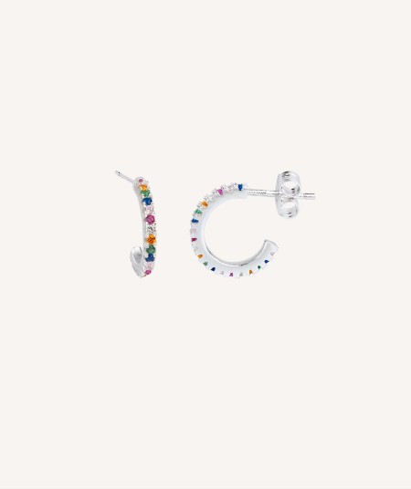 Earrings Middle Hoop Multicolor Zirconias