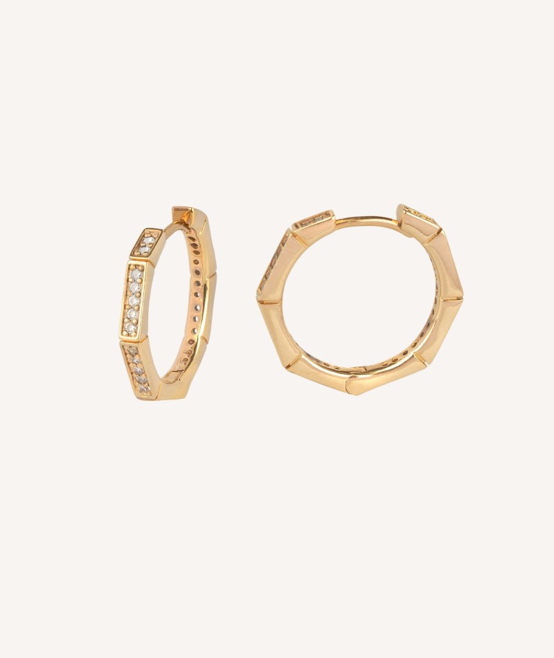 Earrings Hoop Octagon Zirconia