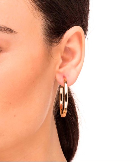 Earrings Half round Hoop Square