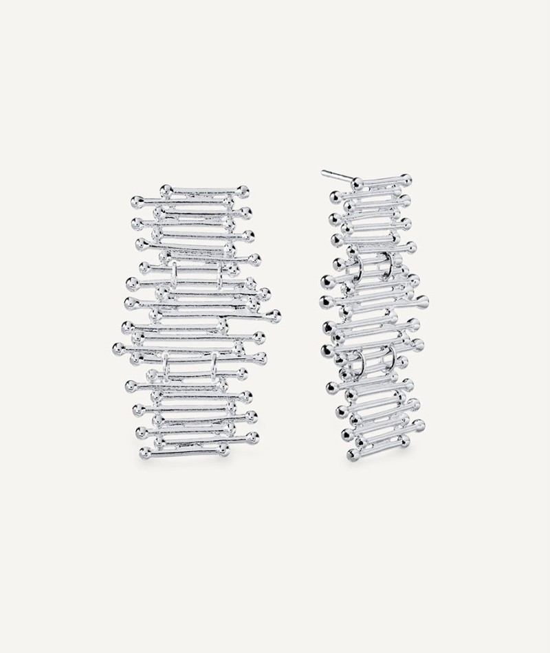 Earrings Redosa collection Esenciales Silver plated long strips