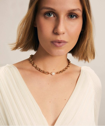 Necklace Marina chain cultured pearl