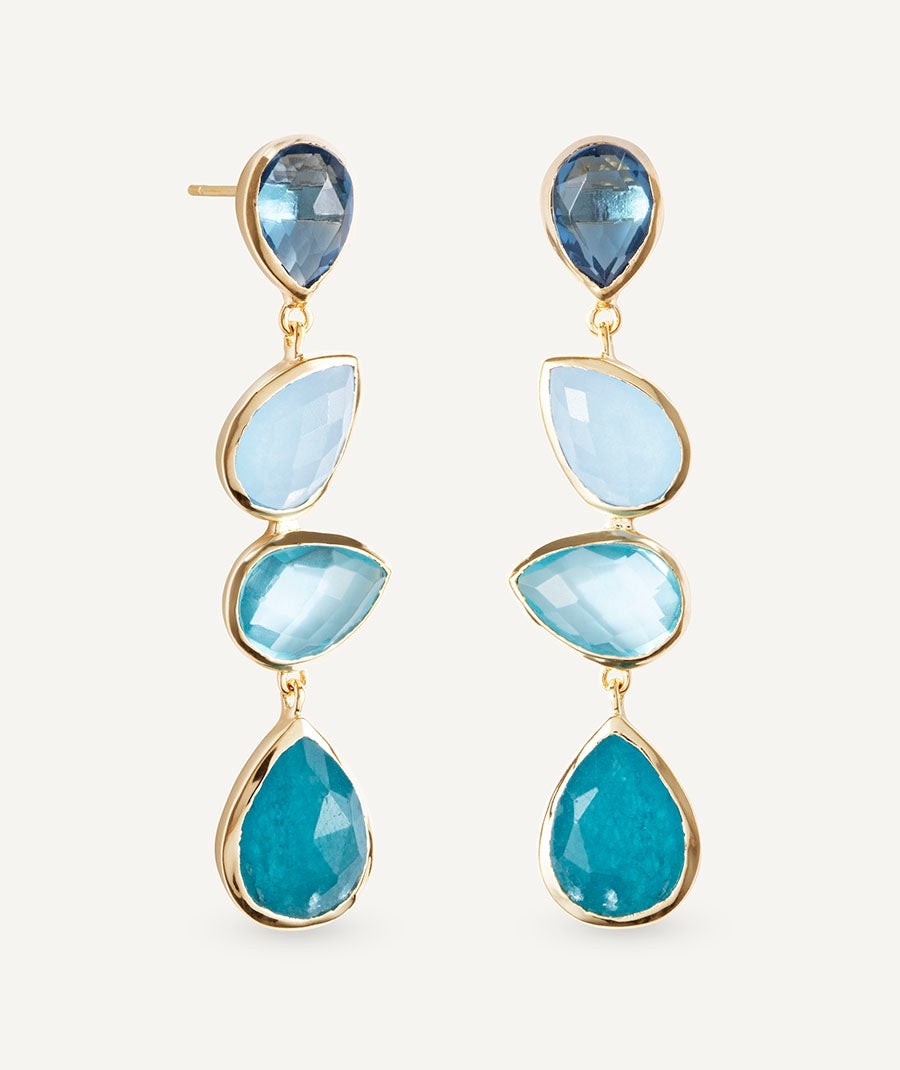 Aqua Earrings with Natural Stones