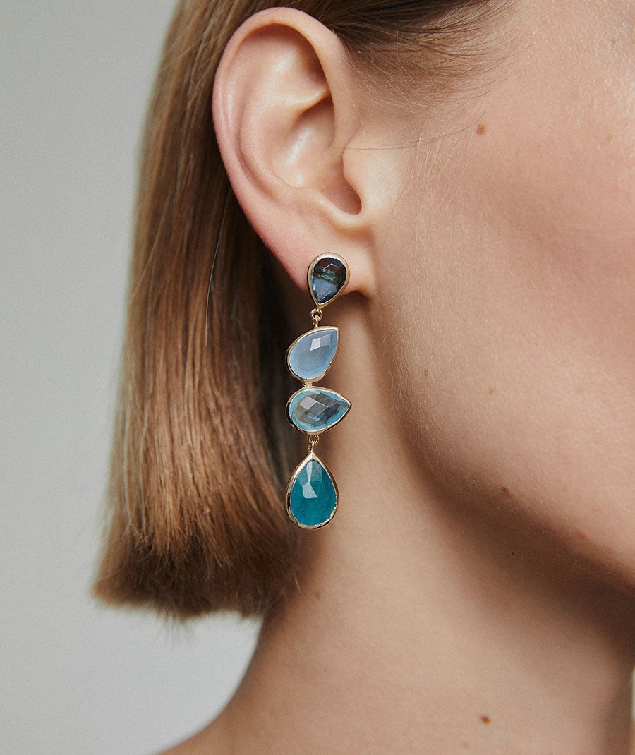 Aqua Earrings with Natural Stones