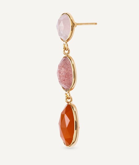 Terra Earrings with Quartz and Carnelian