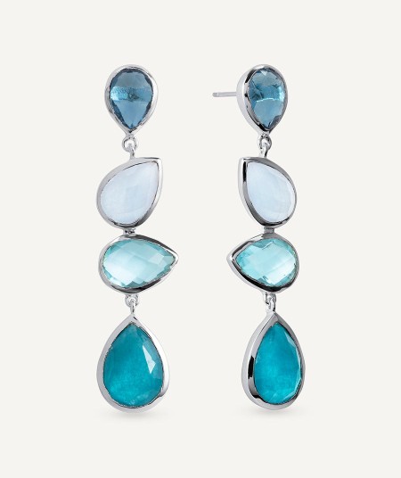 Aqua Earrings with Natural Stones