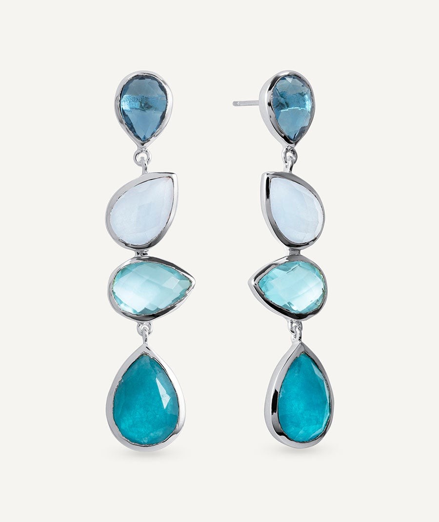 Aqua Earrings with Natural Stones