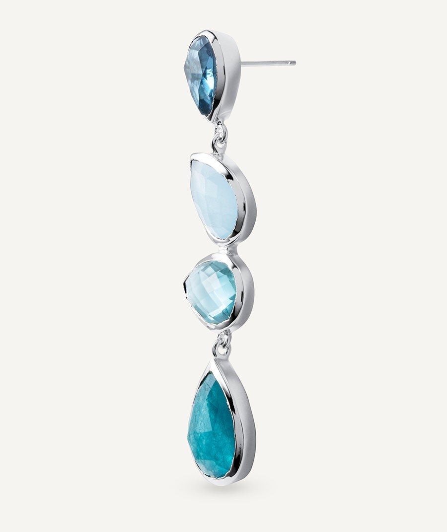 Aqua Earrings with Natural Stones